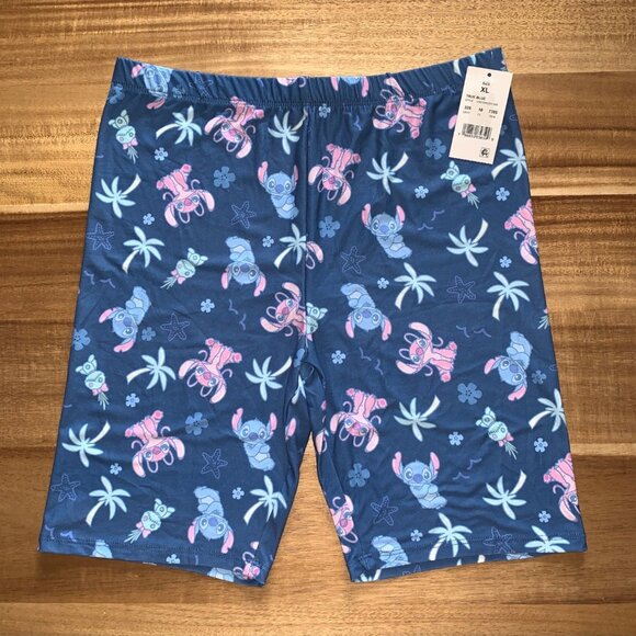 Disney Stitch Junior Teens Lounge Shorts Blue Stretch All-Over Print Size XL - Picture 4 of 6